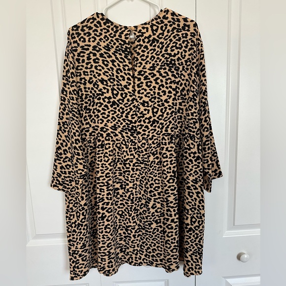 ASOS DESIGN long sleeve smock mini dress in leopard print - Picture 3 of 6